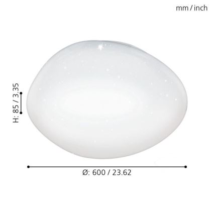 Eglo 98228 - Himmennettävä LED-kattovalaisin SILERAS-A LED/36W/230V + kauko-ohjaus
