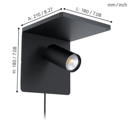 Eglo 98263 - LED-seinävalaisin CIGLIE 1xGU10/5W/230V