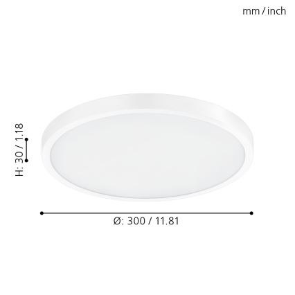 Eglo - LED-himmennettävä kattovalaisin LED/20W/230V + kaukosäädin Ø 30 cm