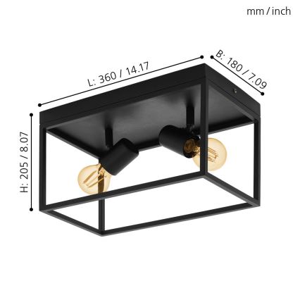 Eglo 98332 - Kattovalo SILENTINA 2xE27/40W/230V