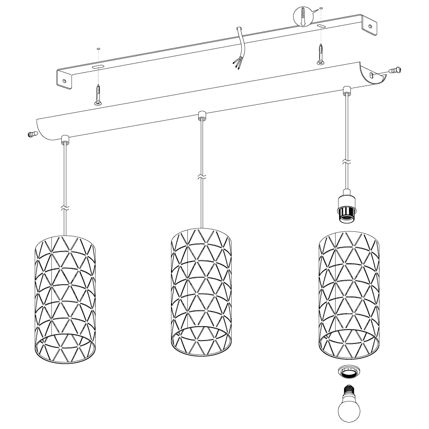 Eglo 98353 - Kattokruunu narulla RAMON 3xE27/40W/230V