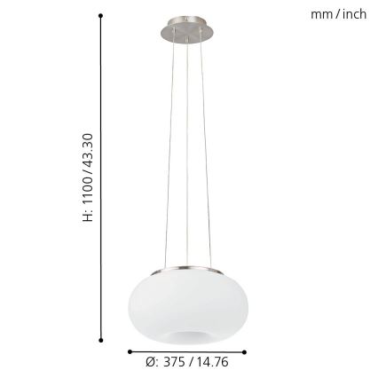 Eglo - LED RGB Himmennettävä kattokruunu johdossa OPTICA-C LED/21W/230V halkaisija 37,5 cm