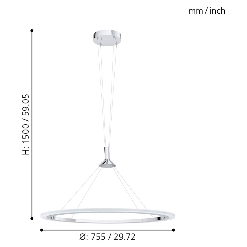 Eglo - LED RGB Himmennettävä kattokruunu johdossa HORNITOS-C LED/37W/230V + kauko-ohjaus