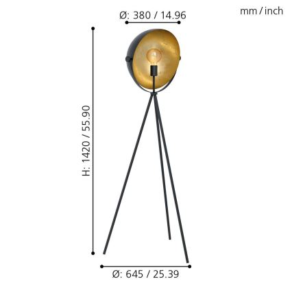 Eglo 98458 - Lattialamppu DARNIUS 1xE27/40W/230V