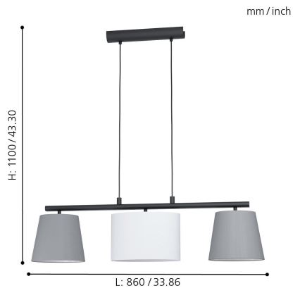 Eglo 98587 - Kattokruunu narulla ALMEIDA 3xE14/25W/230V