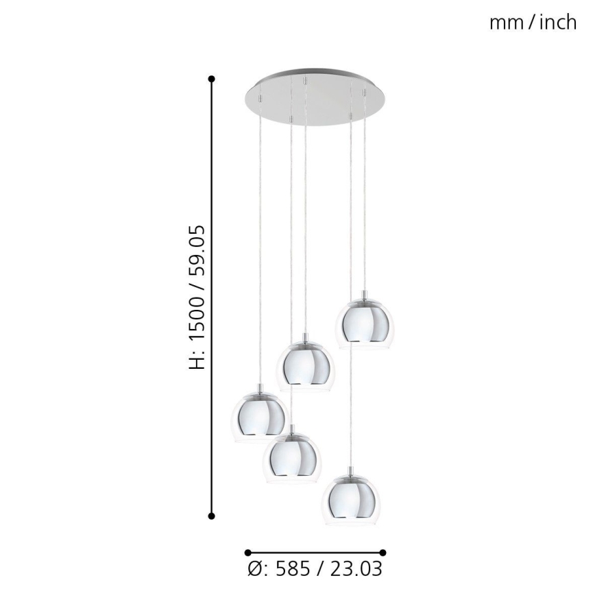Eglo 98596 - Kattokruunu narulla ROCAMAR 5xE27/28W/230V