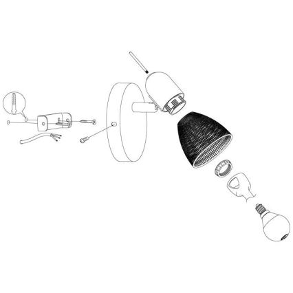 Eglo 98621 - Seinävalaisin CAROVIGNO 1xE14/28W/230V