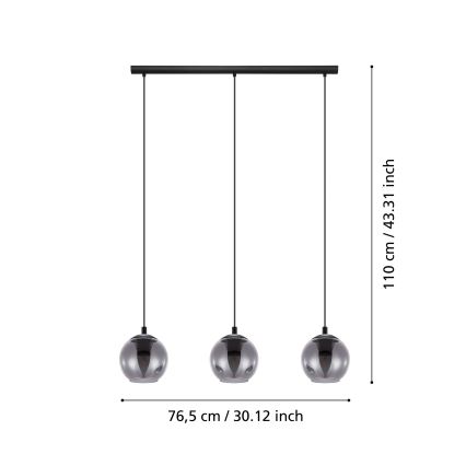 Eglo 98652 - Kattokruunu narulla ARISCANI 3xE27/40W/230V