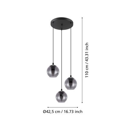 Eglo 98653 - Kattokruunu narulla ARISCANI 3xE27/40W/230V