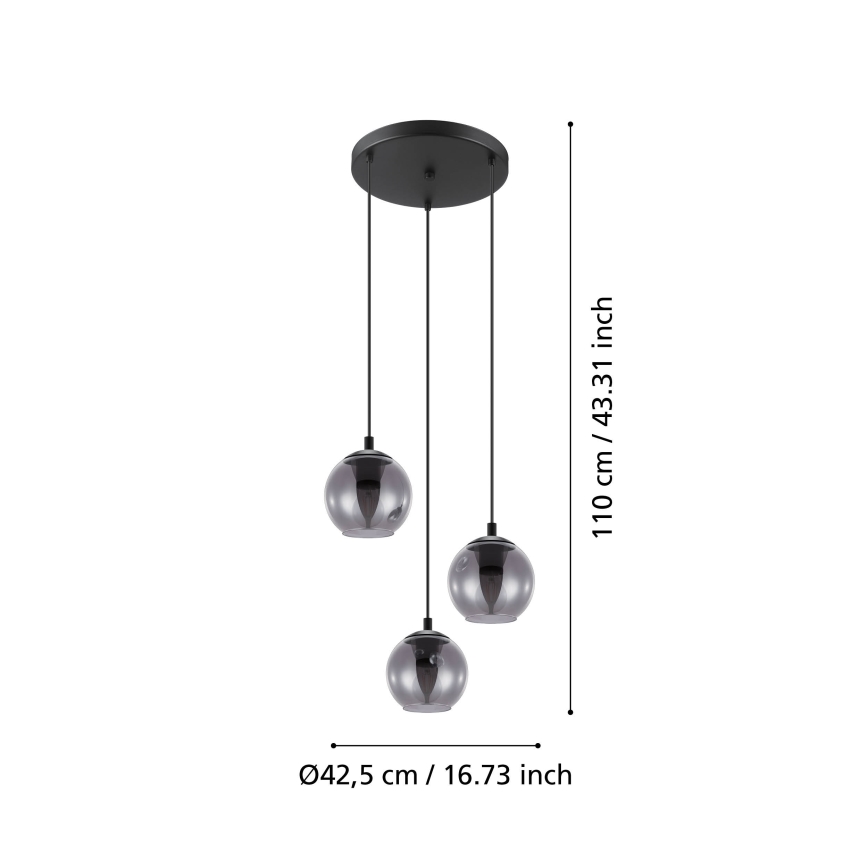 Eglo 98653 - Kattokruunu narulla ARISCANI 3xE27/40W/230V