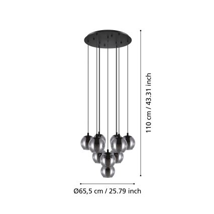 Eglo 98654 - Kattokruunu narulla ARISCANI 10xE27/40W/230V