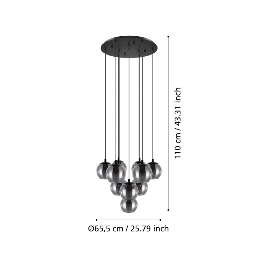 Eglo 98654 - Kattokruunu narulla ARISCANI 10xE27/40W/230V