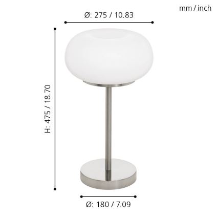Eglo - LED RGB Himmennettävä pöytävalaisin OPTICA-C LED/16W/230V halkaisija 27,5 cm