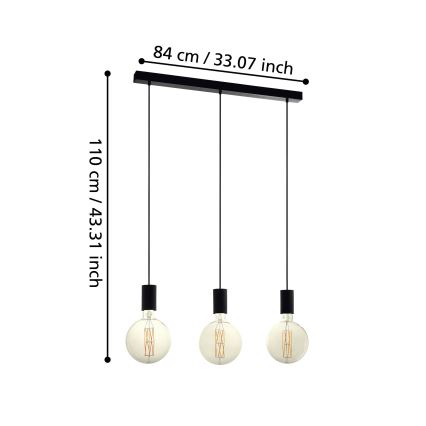 Eglo 98662 - Kattokruunu narulla POZUETA 3xE27/40W/230V