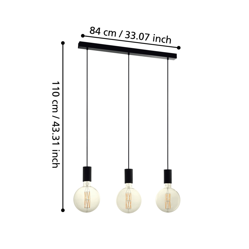 Eglo 98662 - Kattokruunu narulla POZUETA 3xE27/40W/230V