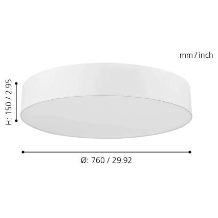 Eglo - Himmennettävä LED-RGB-kattovalaisin ROMAO-C LED/42W/230V + kauko-ohjaus