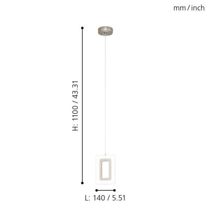 Eglo 98678 - LED-kattokruunu narussa ENALURI LED/5,4W/230V