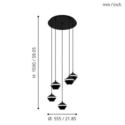 Eglo 98683 - LED-kattokruunu narussa PERPIGO 5xGU10/5W/230V