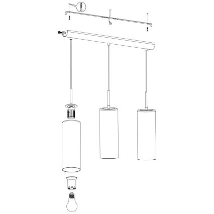 Eglo 98697 - Kattokruunu narulla SELVINO 3xE27/15W/230V