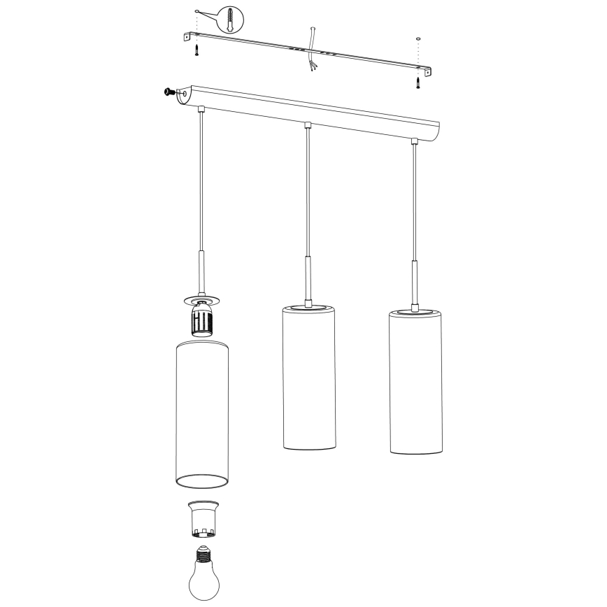 Eglo 98697 - Kattokruunu narulla SELVINO 3xE27/15W/230V