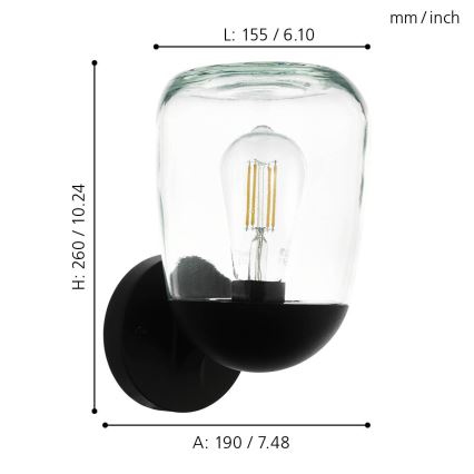 Eglo 98701 - Ulkoseinävalaisin DONATORI 1xE27/60W/230V IP44