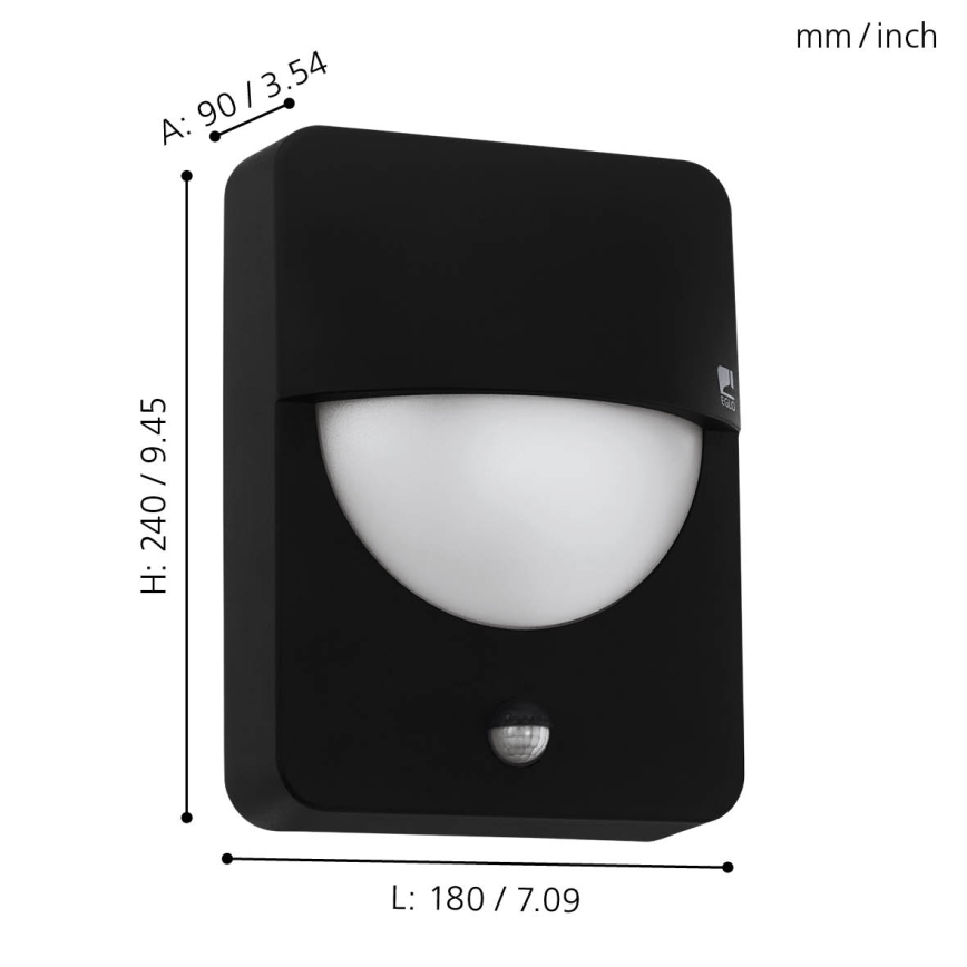 Eglo 98705 - Ulkoseinävalaisin anturilla SALVANESCO 1xE27/28W/230V IP44