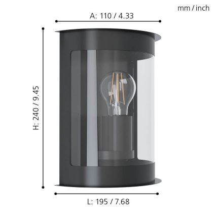 Eglo 98718 - Ulkoseinävalaisin DARIL 1 1xE27/28W/230V IP44