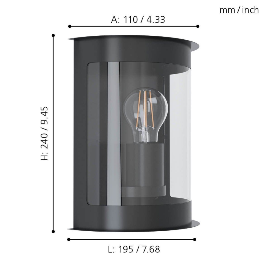 Eglo 98718 - Ulkoseinävalaisin DARIL 1 1xE27/28W/230V IP44