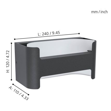 Eglo 98729 - LED-ulkoseinävalaisin PASSIRANO LED/4,8W/230V IP44