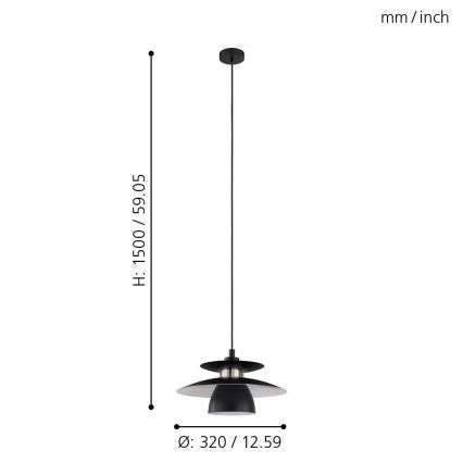 Eglo 98735 - Kattokruunu narulla BRENDA 1xE27/40W/230V