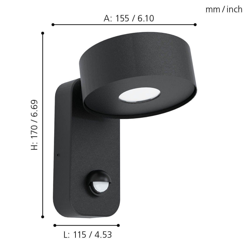 Eglo 98738 - LED-ulkoseinävalaisin anturilla PALOSCO LED/6W/230V IP44