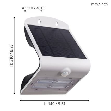 Eglo 98757 - Aurinkovalo anturilla LAMOZZO LED/3,2W/3,7V IP54