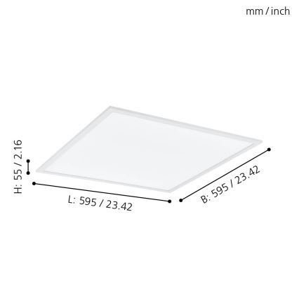 Eglo - RGBW Himmennettävä kattovalaisin LED/32,5W/230V 2700-6500K 60x60 cm + kauko-ohjaus
