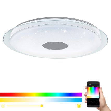 Eglo 98769 - Himmennettävä LED-RGB-kattovalaisin LANCIANO-C LED/53W/230V + kauko-ohjaus
