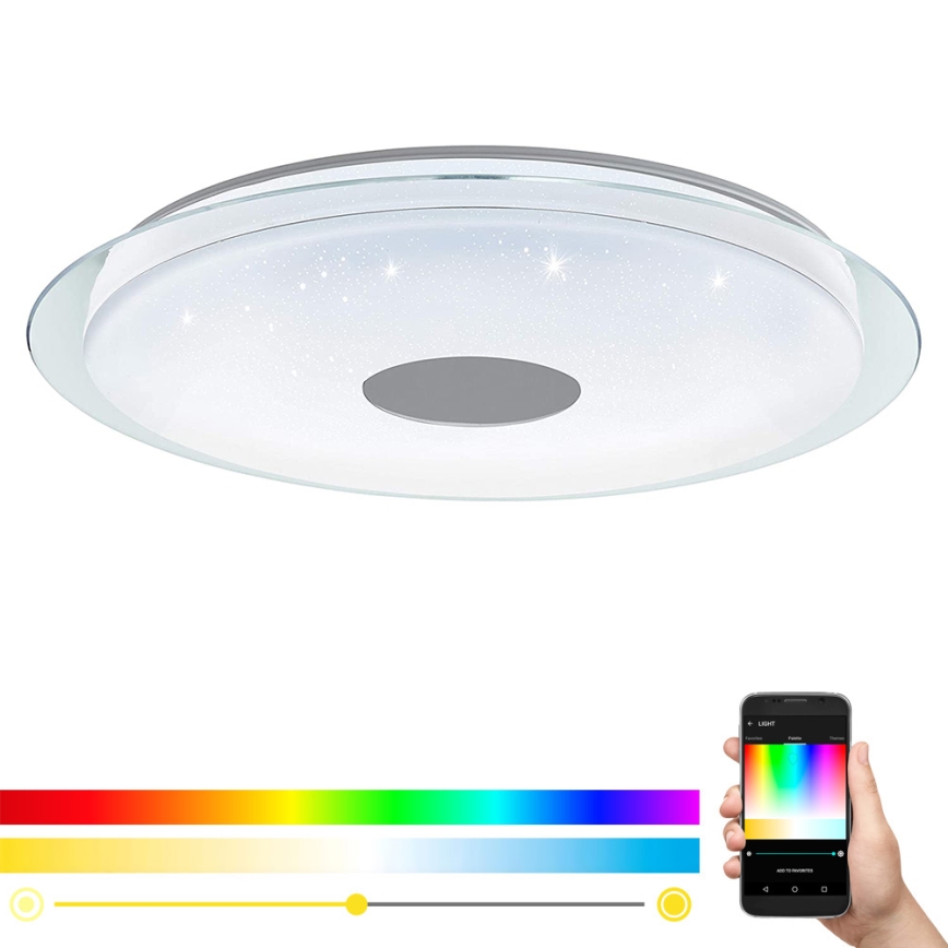Eglo 98769 - Himmennettävä LED-RGB-kattovalaisin LANCIANO-C LED/53W/230V + kauko-ohjaus