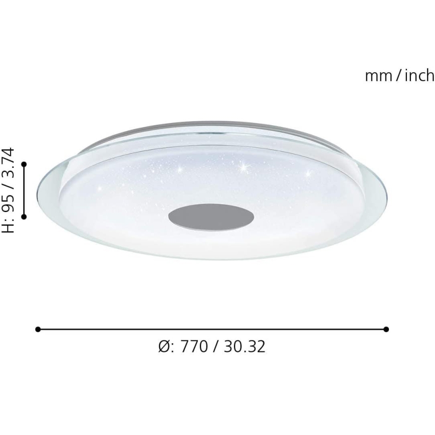 Eglo 98769 - Himmennettävä LED-RGB-kattovalaisin LANCIANO-C LED/53W/230V + kauko-ohjaus