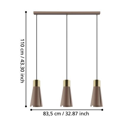 Eglo - LED Kattokruunu johdossa 3xGU10/4,5W/230V
