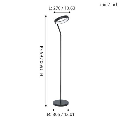 Eglo 99031 - LED RGB Himmennettävä lattiavalaisin MARGHERA-C LED/16W/230V