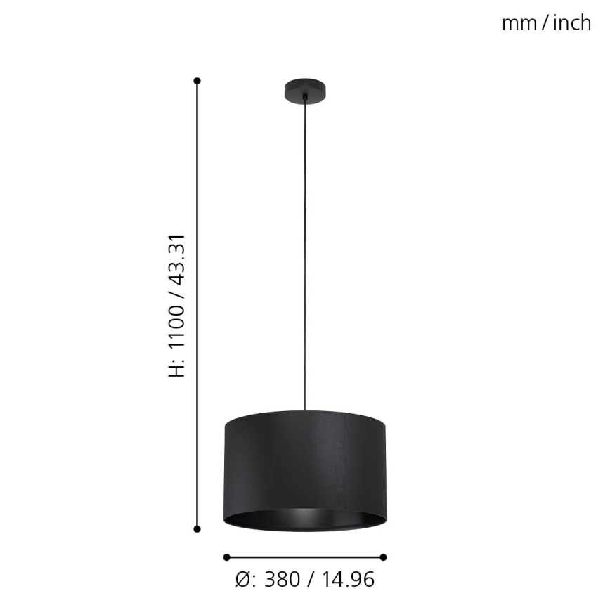 Eglo 99042 - Kattokruunu narulla MASERLO 1xE27/40W/230V
