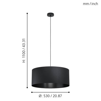 Eglo 99043 - Kattokruunu narulla MASERLO 1xE27/40W/230V