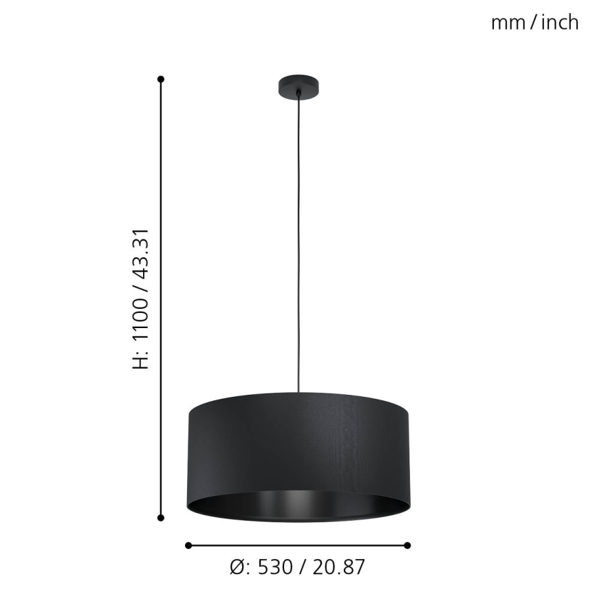 Eglo 99043 - Kattokruunu narulla MASERLO 1xE27/40W/230V