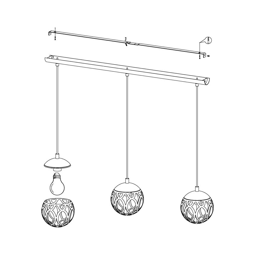Eglo 99072 - Kattokruunu narulla MIRTAZZA 3xE27/60W/230V