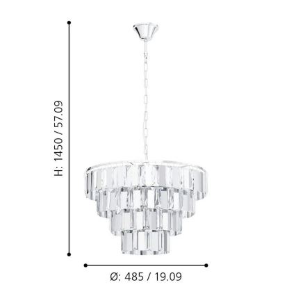 Eglo 99094 - Kattokruunu ketjussa ERSEKA 7xE14/40W/230V