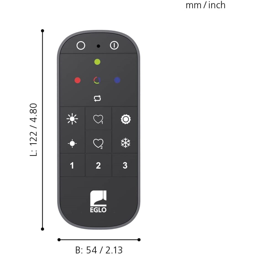 Eglo - Kaukosäädin 2xAAA Bluetooth ZigBee
