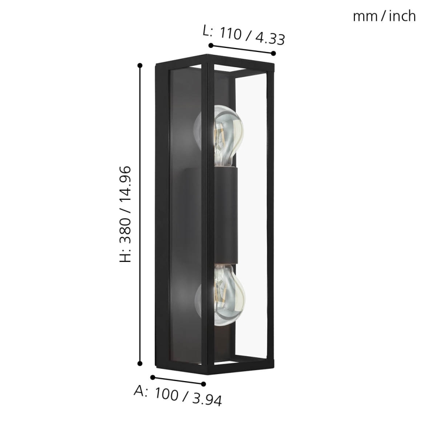 Eglo 99124 - Kylpyhuoneen seinävalaisin AMEZOLA 2xE27/60W/230V IP44