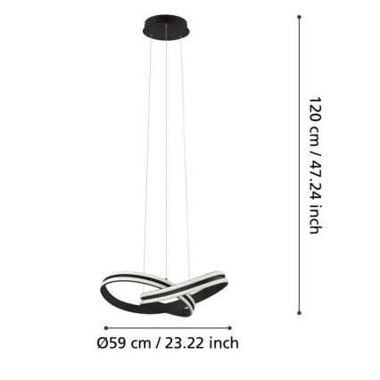 Eglo 99249 - LED-kattokruunu narussa CORREDERA 2xLED/18W/230V