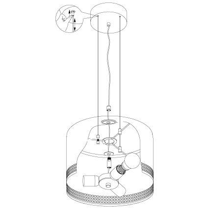 Eglo 99274 - Kattokruunu narulla ESTEPERRA 3xE27/40W/230V