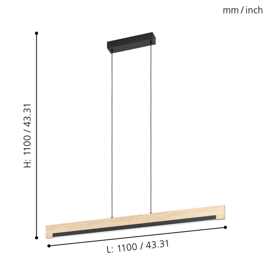 Eglo 99293 - Himmennettävä LED-kattokruunu narussa CAMACHO LED/25,5W/230V