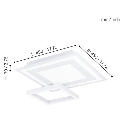 Eglo - Himmennettävä LED-RGB-kattovalaisin SAVATAEILA-C LED/20W/230V