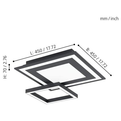 Eglo - Himmennettävä LED-RGB-kattovalaisin SAVATAEILA-C LED/20W/230V